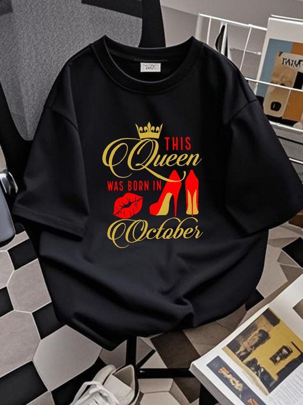 This Queen Was Born In October Shirt, October Queen T-Shirt, Gift Birthday Women Slightly Homme Stretched Versatile Soft Unisex Streetwear_viptrois.com