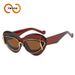 Two Circles New Cat Eye Double Frame Sunglasses For Women Personality Exaggerated Hip Hop Sunglasses_viptrois.com