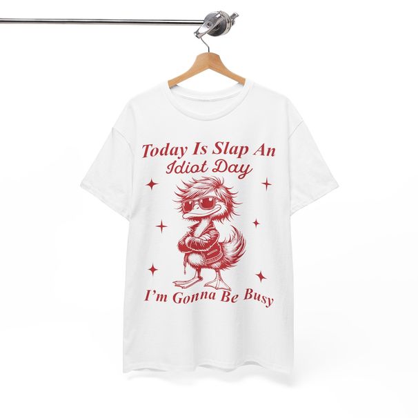 Duck T-Shirt Mens Womens Tees Top - Spooky Cute Ducky Tee For Fall Season Today Is Slap An Idiot Day_viptrois.com
