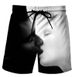 Men's Black And White Pattern 3d Printed Shorts Loose Beach Pants Fashion Casual Shorts _viptrois.com