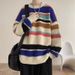 Autumn And Winter New Men's Sweater Loose Crew Neck Striped Knitted Sweater Boys Trend Contrasting Color Pullover Warm Top_viptrois.com