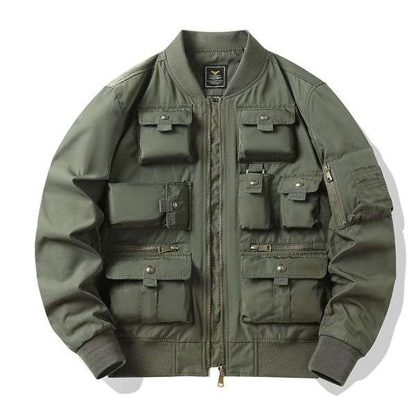 Men's Vintage Baseball Clothing Multi-Pocket Workwear Jacket Functional Jacket Triple Defence Rush Tops_viptrois.com