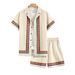 Men's Ethnic Style Jacquard Cuban Collar Short Sleeve Shirt Set Loose Fit Casual Beach Vacation Two Piece Summer Clothing_viptrois.com