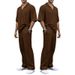 New Summer Sports Suit For Men Solid Color Lapel Short Sleeve Top And Pants Casual Two-Piece Set_viptrois.com
