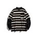 Nanxia Disguise 2024 Spring New Japanese Style Outdoor Striped Two-Piece Round Neck Top Trendy Patchwork Sweatshirt_viptrois.com