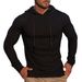 Men's Clothing Slim Fit Hooded Sweatshirt - Lightweight Stretch Knit Workout Top For Gym & Casual Wear (Black, Navy, Khaki, Light Grey, Army Green)_viptrois.com