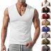 Men's Clothing Men's Loose V Neck Casual Sports Vest Solid Color Summer Simple Fit For Formal & Casual Cotton Vest_viptrois.com