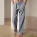Men's Clothing Men's Linen Casual Pants - Breathable Loose Fit Trousers For Spring & Summer, Comfortable Straight Leg Pants With Drawstring Waist_viptrois.com