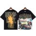 Summer Band Rock Washed Cartoon Print Unisex Loose Short Sleeve T-Shirt Trendy_viptrois.com