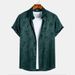 Men's Printed Shirt, Regular Fit Casual Soft And Comfortable Front Button Short Sleeve Shirt Top_viptrois.com
