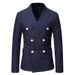 CT New Men's Striped Casual Double-Breasted Suit European Size Slim Fit Blazer_viptrois.com