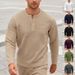 Men's Casual Henley Neck Pullover Knit Sweater With Classic Checkered Jacquard - Breathable & Comfortable For Everyday Wear_viptrois.com