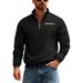 Men's Fleece-Lined Heavyweight Half-Zip Sweatshirt Winter Thermal Pullover With Stand Collar & Contrast Trim Outdoor Sportswear_viptrois.com