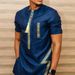 Men's Short Sleeve Printed Fashion Casual Black African Ethnic Shirt_viptrois.com