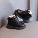 2021 Children's Winter Solid Color Fleece-lined Boots Boys' Fashion Martin Boots Girls' Soft Sole Boots Large Cotton Leather Boots_viptrois.com