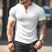 Men's Clothing Short Sleeved Tops Ribbed V Neck Slim Short Sleeved Henry T Shirt_viptrois.com