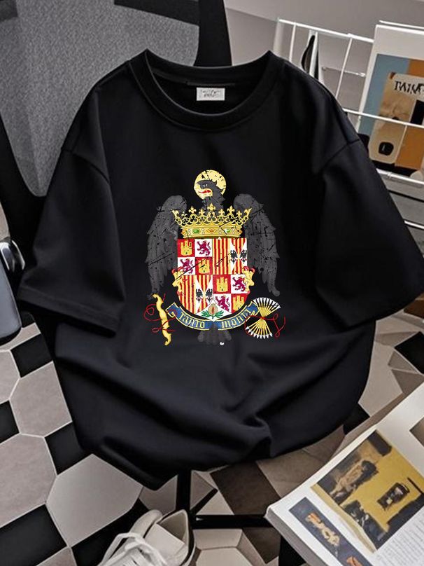 Spanish Empire T Shirt Top For Everyday Wear Homme Comfortable Casual Summer Breathable Versatile Fashion Streetwear Stretched Soft Slightly_viptrois.com