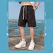 Men's Summer Ice Silk Shorts Printed Five-Point Loose Straight Leg Drawstring Sports Pants Thin Durable Trendy Bottoms_viptrois.com