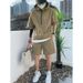 Men's Clothing New Loose Zipper Two Piece Suit Fashionable Solid Color Trend Shorts Suit_viptrois.com
