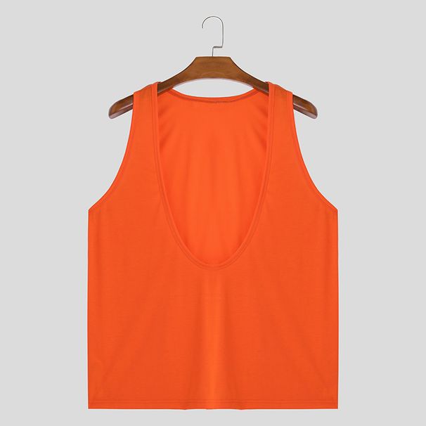 K Men's Large V-neck T-shirt Solid Color Thin Casual Sweatshirt Sleeveless Breathable Shoulder Sports Vest_viptrois.com