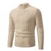 Men's Clothing Classic Solid Color Mock Neck Knit Slim Fit Casual Pullover, Soft Acrylic Blend Fabric, Breathable & Comfortable, Versatile Layering_viptrois.com