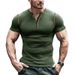 Summer Cross-Border Sports Fitness Slim Fit Breathable Short Sleeve European And American Muscle Henley Sh Men's_viptrois.com