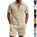 Men's Clothing Casual Loose Heavy Corduroy Short Sleeved Shirt American Summer Workwear Style_viptrois.com