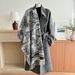 Korean-Style Cashmere-Like Scarf Wrap – Winter Shawl For Women (Plaid & Floral Print, Reversible Design, Soft & Warm, Fashionable Cape)_viptrois.com