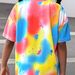 Mother & Kids INS Girls Summer Casual Tie Dye Full Print Short Sleeved 2 Piece Set Fashion Casual Sports Suit_viptrois.com