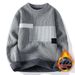 Autumn Winter Fleece Lined Thickened 2026 New Knitted Sweater Men's Flow Knit Base Shirt Youth Knitwear_viptrois.com