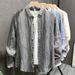 Spring And Summer New Men's Linen Solid Color Lapel Long Sleeved Shirt Trendy All Match Loose Casual Shirt Jacket Men_viptrois.com