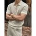 Men's Clothing Men's Mercerized Cotton Shirt Laoqian Style High Quality Knitted Short Sleeve Casual Summer Light Luxury Turn Down Collar T-Shirt_viptrois.com