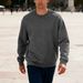 Men's Fleece-Lined Crewneck Sweatshirt – Heavyweight Relaxed Fit Casual Pullover (Solid Colors, Plus Sizes Available)_viptrois.com