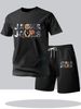 Men's Halloween Short Sleeve Fashion Casual Suit Trendy Set T-Shirt And Mesh Shorts Plant Pattern Comfortable Streetwear_viptrois.com