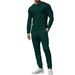 Men's Waffle-Knit Henley Shirt & Pants Set - Long Sleeve High Neck Dual-Button Casual Outfit For Fall (Khaki/White/Gray/Burgundy/Dark Green_viptrois.com