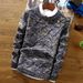 1 2025 Korean Version Winter New Diamond Pattern Round Neck Pullover Knitted Thick Slim Fit Men's Sweater Trend_viptrois.com