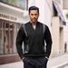 2025 Men's Jacquard V-Neck Pullover Sweatshirt - Oversized Casual Long Sleeve Top For Street Style_viptrois.com