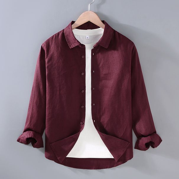 Pure Linen Men's Shirt, Spring And Summer Casual Collar Shirt, Plus Size Loose And Versatile Clothes, Trendy_viptrois.com