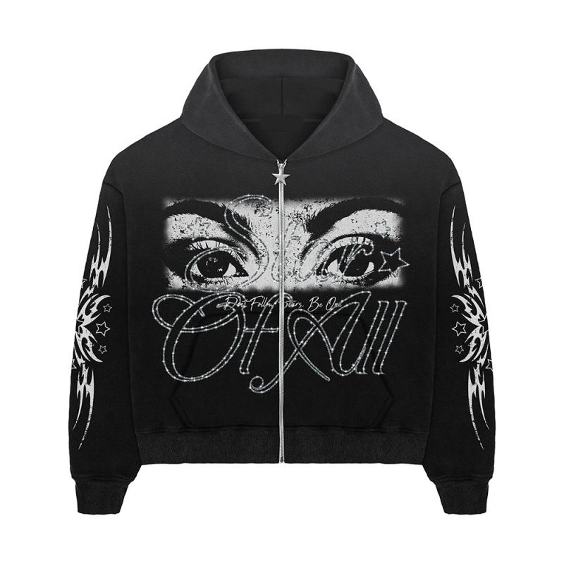 Men's Clothing Wholesale Personalized Printing Hot Diamond Zipper Sweatshirt Long Sleeve Pullover Hoodie Retro Jacket Street Trend_viptrois.com