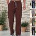 Men's Linen-Blend Casual Pants - Breathable Straight Leg Trousers For Sports & Daily Wear (Multiple Colors/Sizes)_viptrois.com
