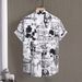CT Fashion Short Sleeve With Graffiti Print Digital Printing Polyester Men's Shirt Summer 2025 New Model_viptrois.com