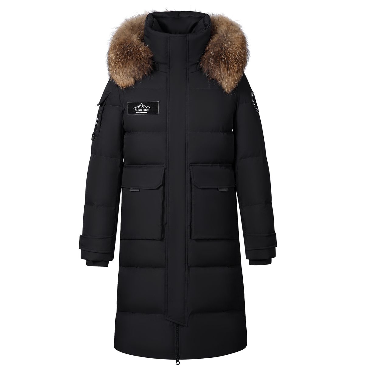 Men's Clothing Long Down Coat With Raccoon Fur Hood - 90% White Goose Down, Waterproof & Windproof, Ultra-Warm Winter Parka For Extreme Cold_viptrois.com
