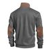 Men's Clothing Men's Contrast Trim Stand Collar Half-Zip Sweatshirt – Lightweight Casual Pullover For Spring & Fall (S-3XL, Off-White/Gray)_viptrois.com