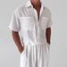 Men's Clothing New Men's Casual Fashion Suits Lapel Button Shirt Loose Trousers Men's Clothing_viptrois.com
