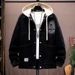 Men's Clothing Youth And Middle School Student Style Hooded Denim Jacket With Unique Letter Print Stylish Autumn Top For Men_viptrois.com