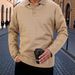Men's Casual Long Sleeve Polo Shirt With Jacquard Pattern - Breathable & Stylish - Slim Fit, Comfortable For Work & Outdoor Activities_viptrois.com