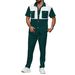 Men's Clothing Waffle Four Breasted Pocket Color Matching Short Sleeved Shirt And Trousers Two Piece Suit_viptrois.com