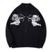 Men's Clothing Trendy Lazy Zipper Knit Cardigan Jacquard Cupid Sweater Oversized Zip-Up Knit Cardigan Jacquard Design Crewneck Pullover For Teens_viptrois.com