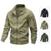 Men's Clothing Windproof Breathable Lightweight Nylon Jacket - Breathable Windproof Stand Collar Coat For Spring & Autumn (Black, Khaki, Army Green)_viptrois.com