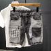 Men's Clothing Personalized Multi Pocket Stitching Contrast Color Versatile Denim Shorts Trendy Casual Shorts_viptrois.com